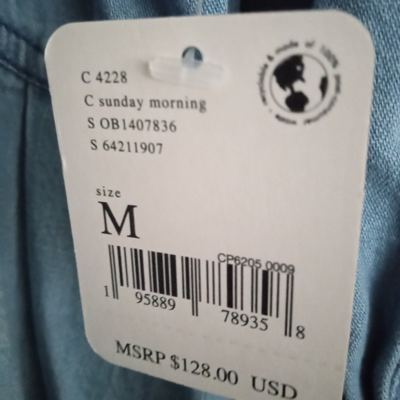 Free People Hannah Denim Mini Dress in Sunday Morning Size Medium NWT - Picture 7 of 9